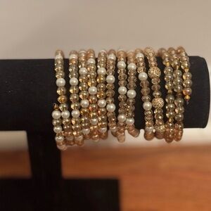 Handmade gold and cream wrap around bracelet